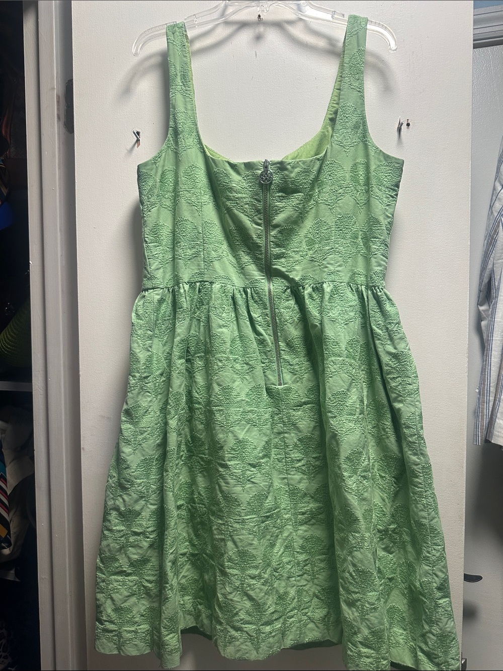 Sleeveless Light Green Textured Midi Dress - Picture 2 of 3